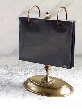 Stiffel Brass Tone Tabletop Snapshot Photo Holder Flip Album Stand 2002